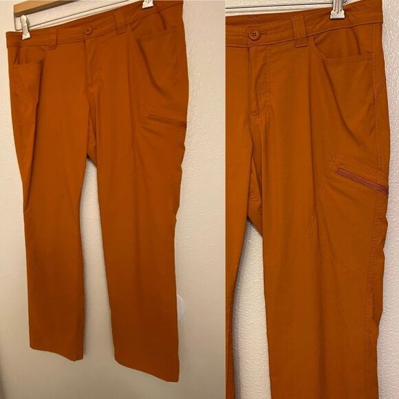 Eddie Bauer hiking nylon Cargo Pants burnt Orange gorpcore 12 long - Picture 1 of 13